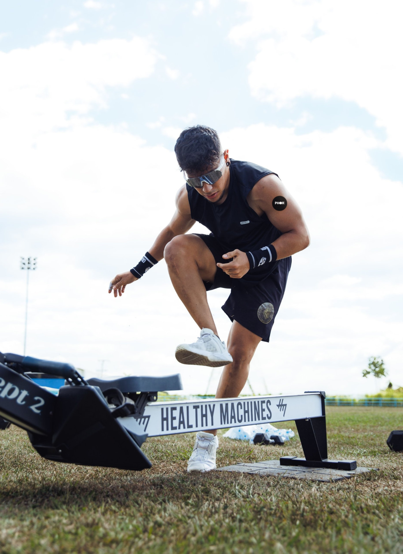 Athlete wearing the PHOR patch outdoors